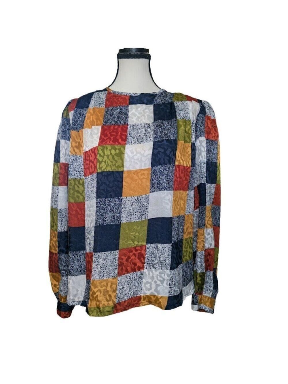 Vintage Nicola Patchwork Print Blouse Women’s Size 10– Made in USA